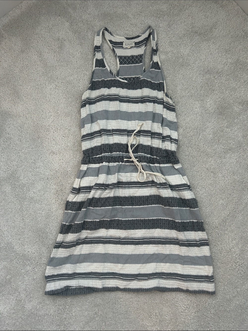 Lou & Grey Striped Racerback Mini Dress in Gray and White